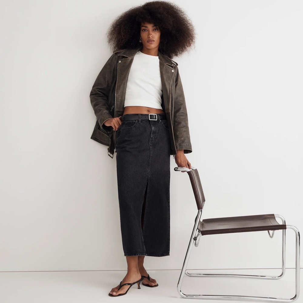 Madewell Denim Mid-Rise Maxi Skirt in Lunar Wash